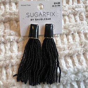 NWT Sugarfix Black Beaded Tassel Earrings